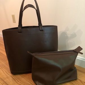 Faux leather tote & clutch set